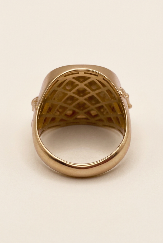 Foxhunt Signet Ring back and interior on ivory