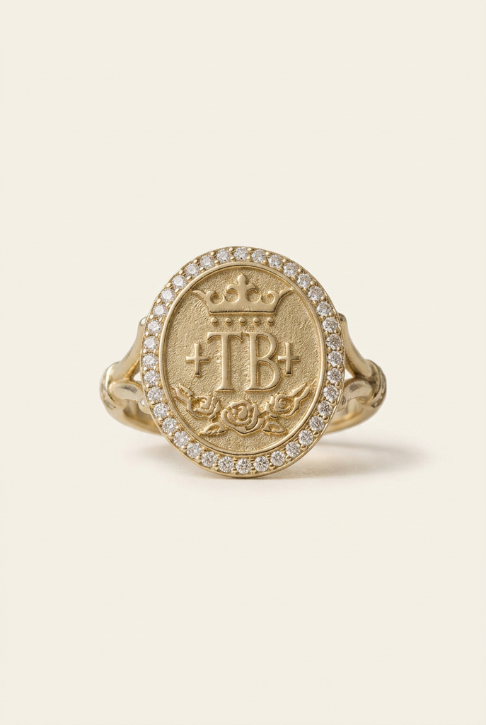 LES Diamond Signet Ring ivory-background edit